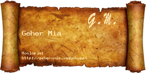 Geher Mia névjegykártya
